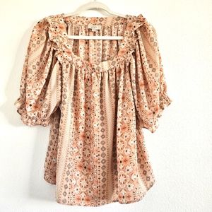 Loft Outlet Square Neck Peasant Blouse Peach Size L